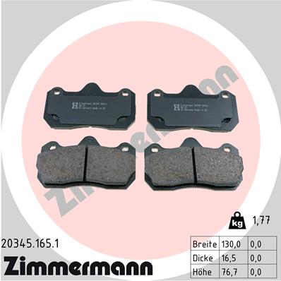 4250238729068 | Brake Pad Set, disc brake ZIMMERMANN 20345.165.1
