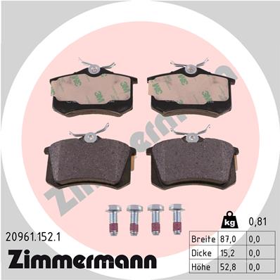 4250238730484 | Brake Pad Set, disc brake ZIMMERMANN 20961.152.1