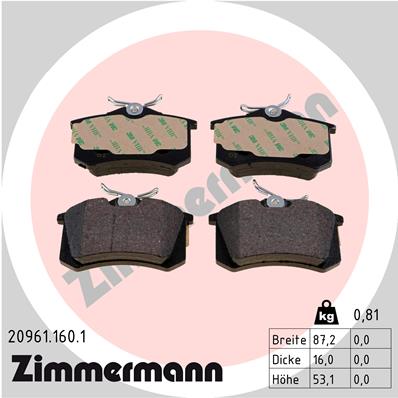 4250238730491 | Brake Pad Set, disc brake ZIMMERMANN 20961.160.1