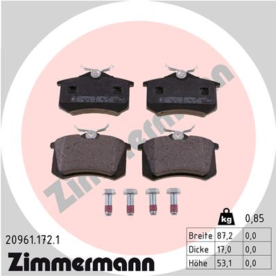 4250238730507 | Brake Pad Set, disc brake ZIMMERMANN 20961.172.1
