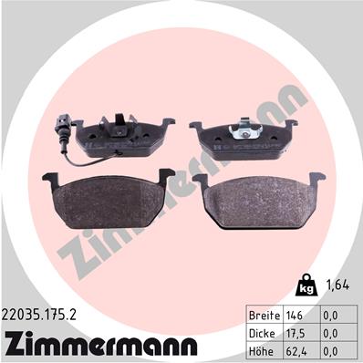4250238767237 | Brake Pad Set, disc brake ZIMMERMANN 22035.175.2