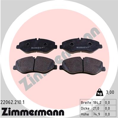 4250238768289 | Brake Pad Set, disc brake ZIMMERMANN 22062.210.1