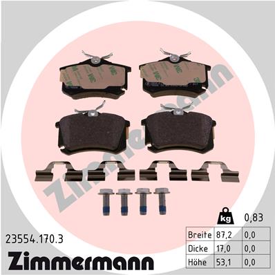 4250238760122 | Brake Pad Set, disc brake ZIMMERMANN 23554.170.3