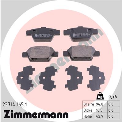 4250238739272 | Brake Pad Set, disc brake ZIMMERMANN 23714.165.1