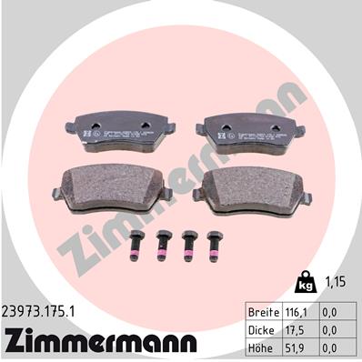 4250238740070 | Brake Pad Set, disc brake ZIMMERMANN 23973.175.1