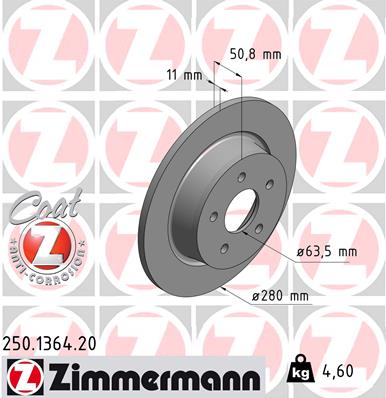 4250238744900 | Brake Disc ZIMMERMANN 250.1364.20