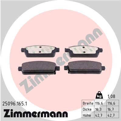 4250238750130 | Brake Pad Set, disc brake ZIMMERMANN 25096.165.1