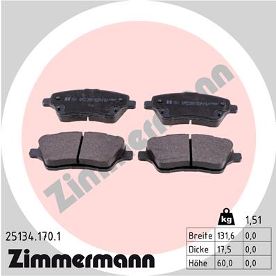 4250238761327 | Brake Pad Set, disc brake ZIMMERMANN 25134.170.1