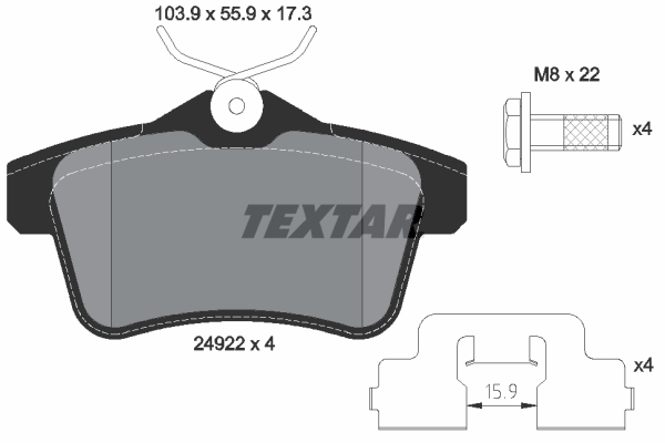 4019722414893 | Brake Pad Set, disc brake TEXTAR 2492201