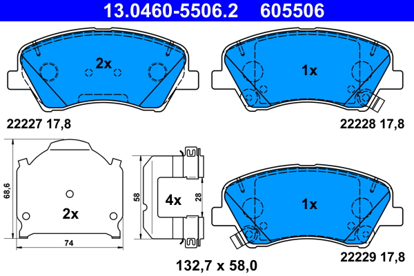 4006633482301 | Brake Pad Set, disc brake ATE 13.0460-5506.2