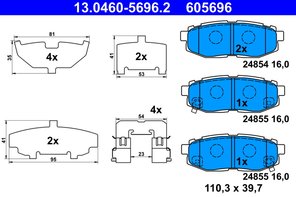 4006633479400 | Brake Pad Set, disc brake ATE 13.0460-5696.2