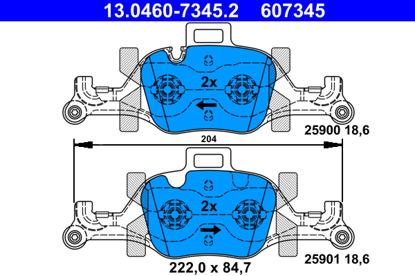 4006633477987 | Brake Pad Set, disc brake ATE 13.0460-7345.2