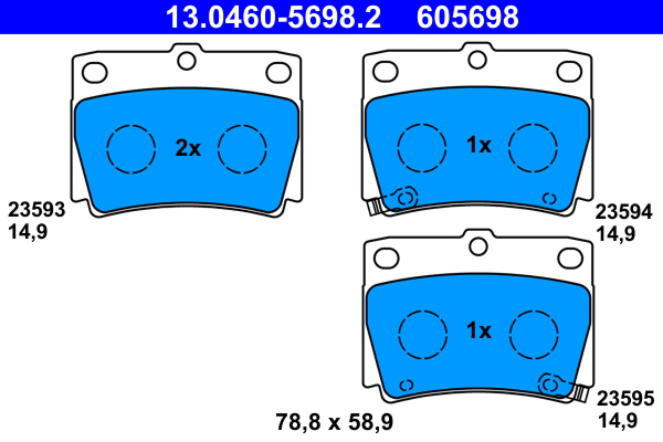 4006633472845 | Brake Pad Set, disc brake ATE 13.0460-5698.2