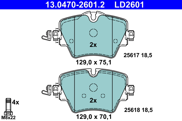 4006633471138 | Brake Pad Set, disc brake ATE 13.0470-2601.2