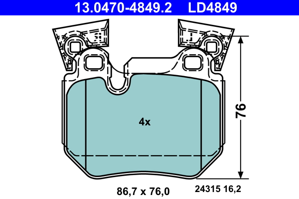 4006633471510 | Brake Pad Set, disc brake ATE 13.0470-4849.2