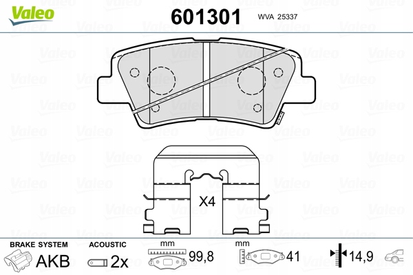3276426013017 | Brake Pad Set, disc brake VALEO 601301